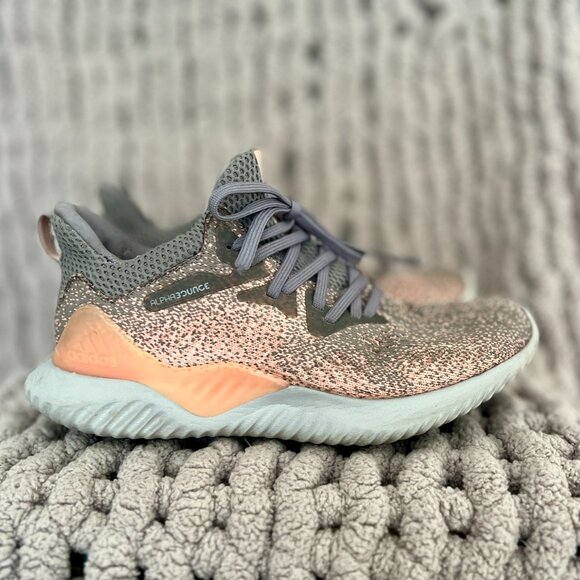 Adidas AlphaBounce Running Shoes Speckled Gray & Pink– Size 6.5 - Picture 7 of 15
